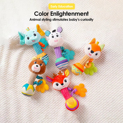 Soft Baby Rattle – Stuffed Animal Sensory & Crinkle Toy