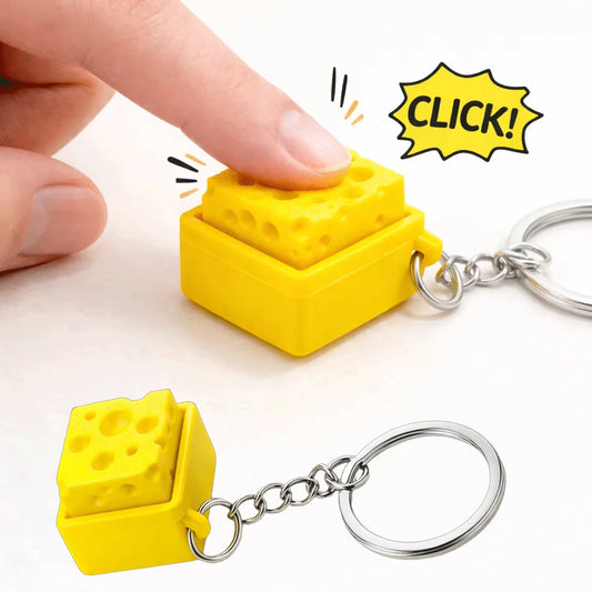 Cheese Fidget Keychain – Clicker Sensory Toy for Kids