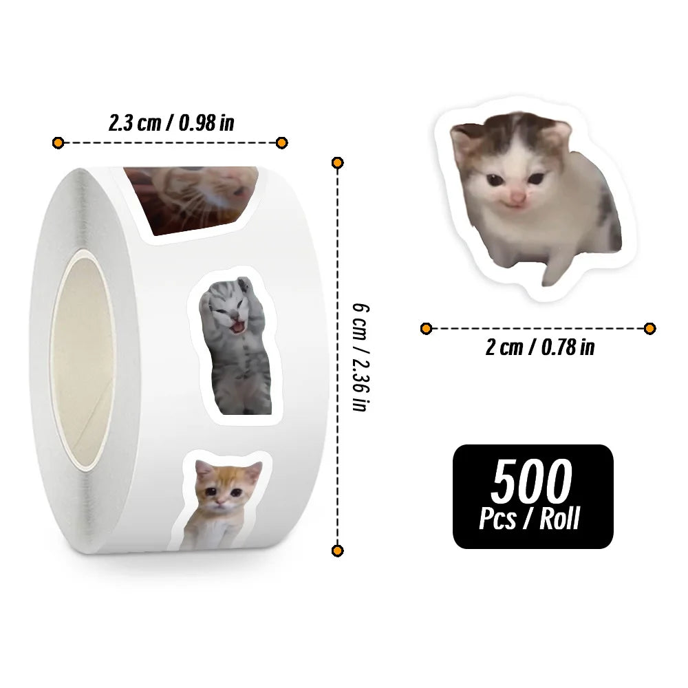 500pcs/roll Cartoon Meme Cat Stickers For School Reward Stickers Classroom Decoration Encouragement Sticker For Student Teacher