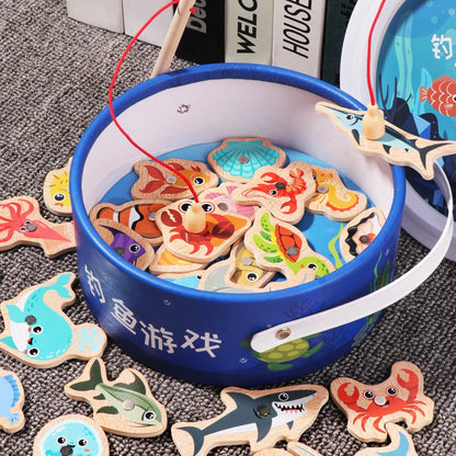 Magnetic Fishing Game for Kids – Wooden Marine Life Learning Toy