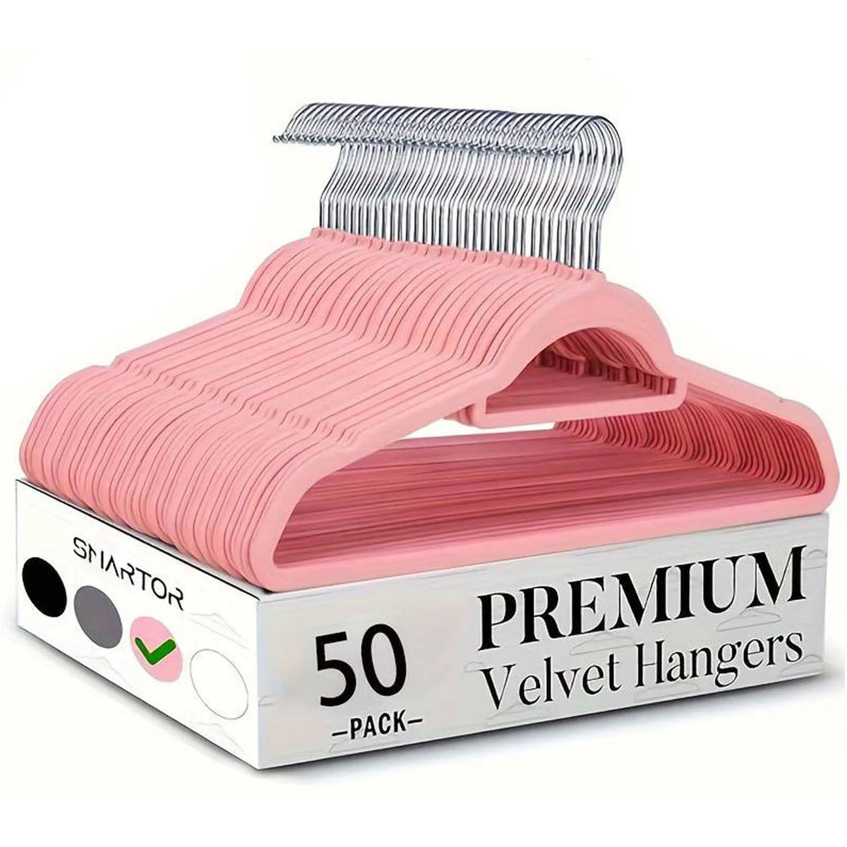 10/20/50 Pack Premium Anti-Slip Velvet Garment Hangers, Soft Flocked Non-Scratch Clothes Hangers with 360° Swivel Hooks, Heavy Duty Sturdy Coat Hangers, Slim Compact Hangers to Save Closet Storage Space
