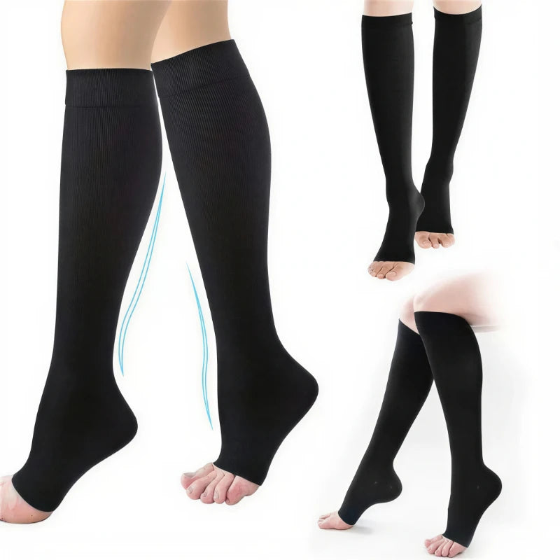 Compression Socks Medical Prevent Varicose Veins Toeless Support Hose For Women Men Calf Stockings Shaping Graduated Pressure