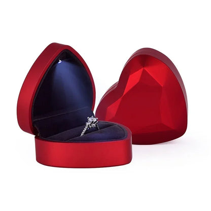 Heart Shaped Jewelry Box with LED Light for Ring & Proposal