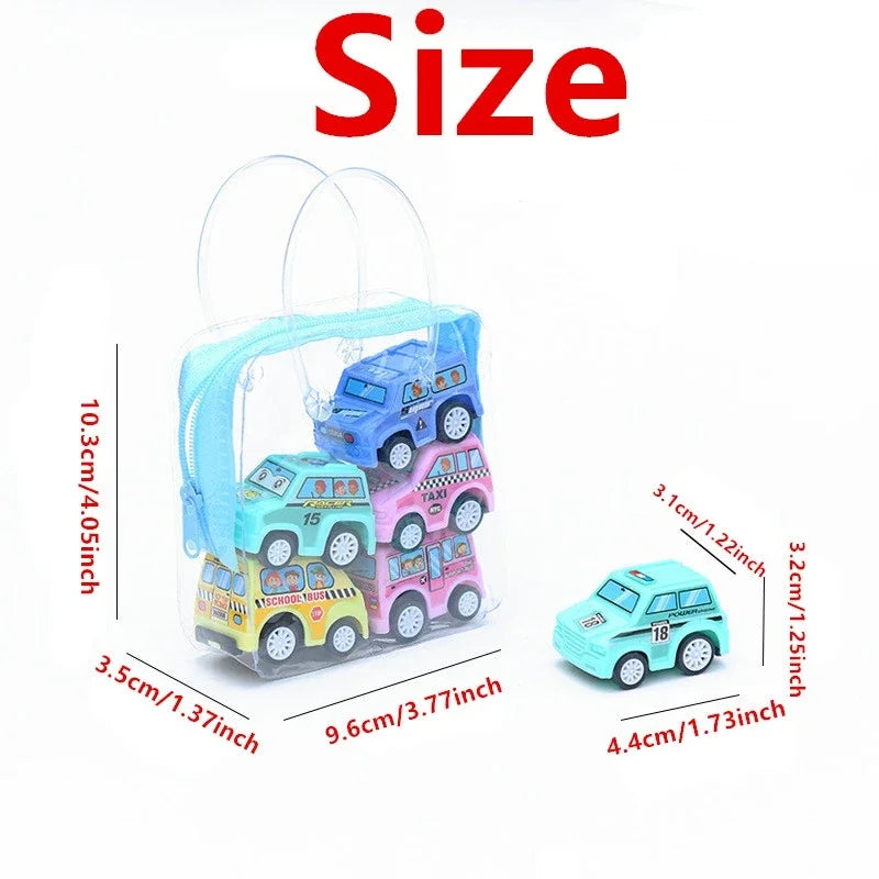 1:64 Diecast Car Set – 6 Piece Pull Back Mini Vehicles
