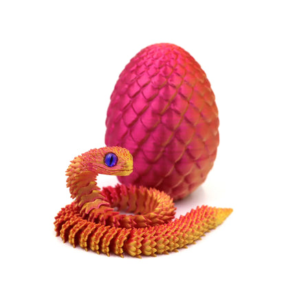3D Printed Snake Toy – Movable Figure with Egg Ornament
