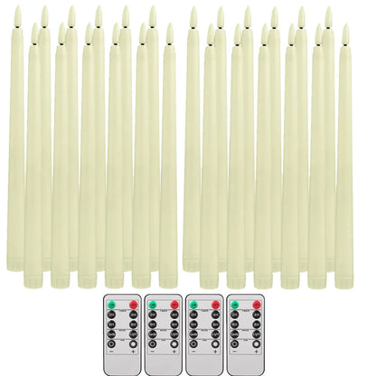 LED Flameless Taper Candles with Remote and Timer, 12/24 Pack