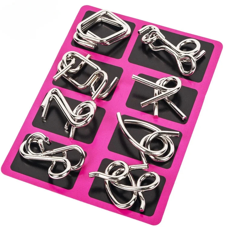 Metal Wire Puzzle Set 8-Piece Mind Brain Teaser for Kids & Adults
