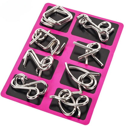 Metal Wire Puzzle Set 8-Piece Mind Brain Teaser for Kids & Adults