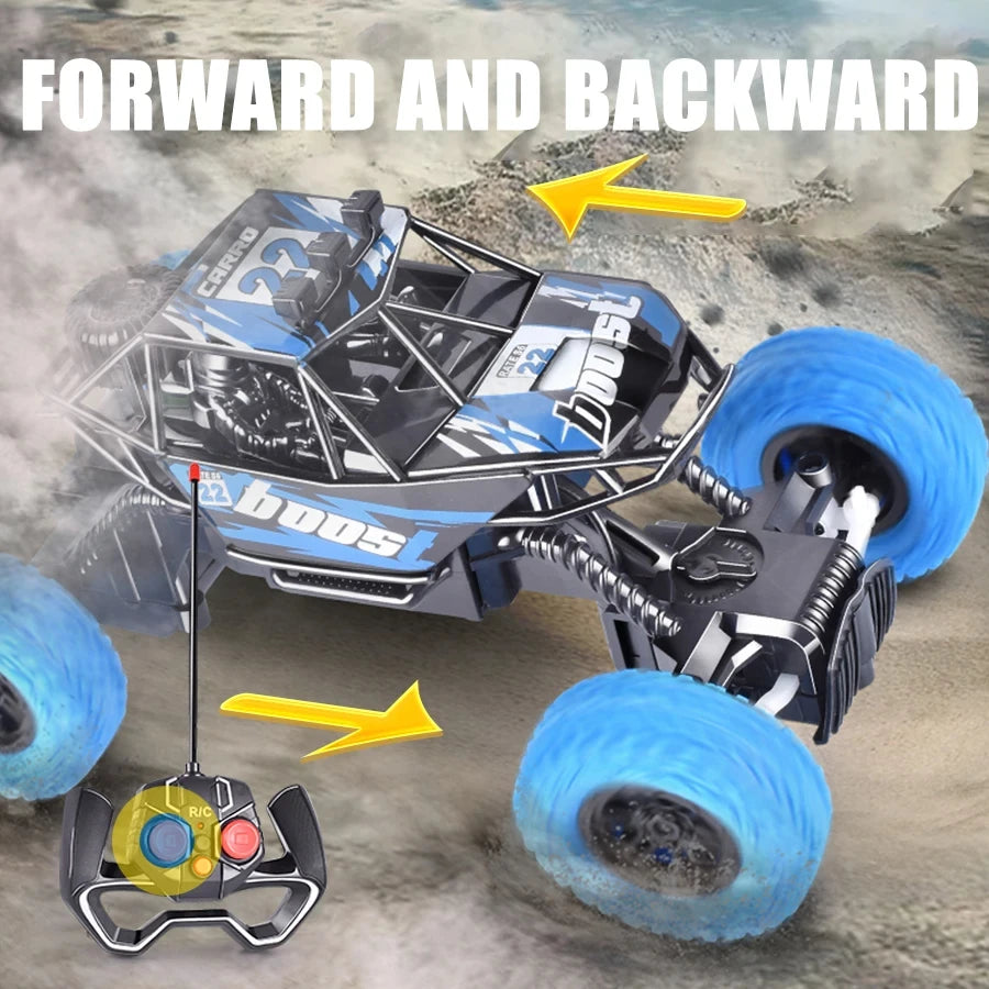 LED Off-Road RC Car with Flashing Lights & Rubber Tires