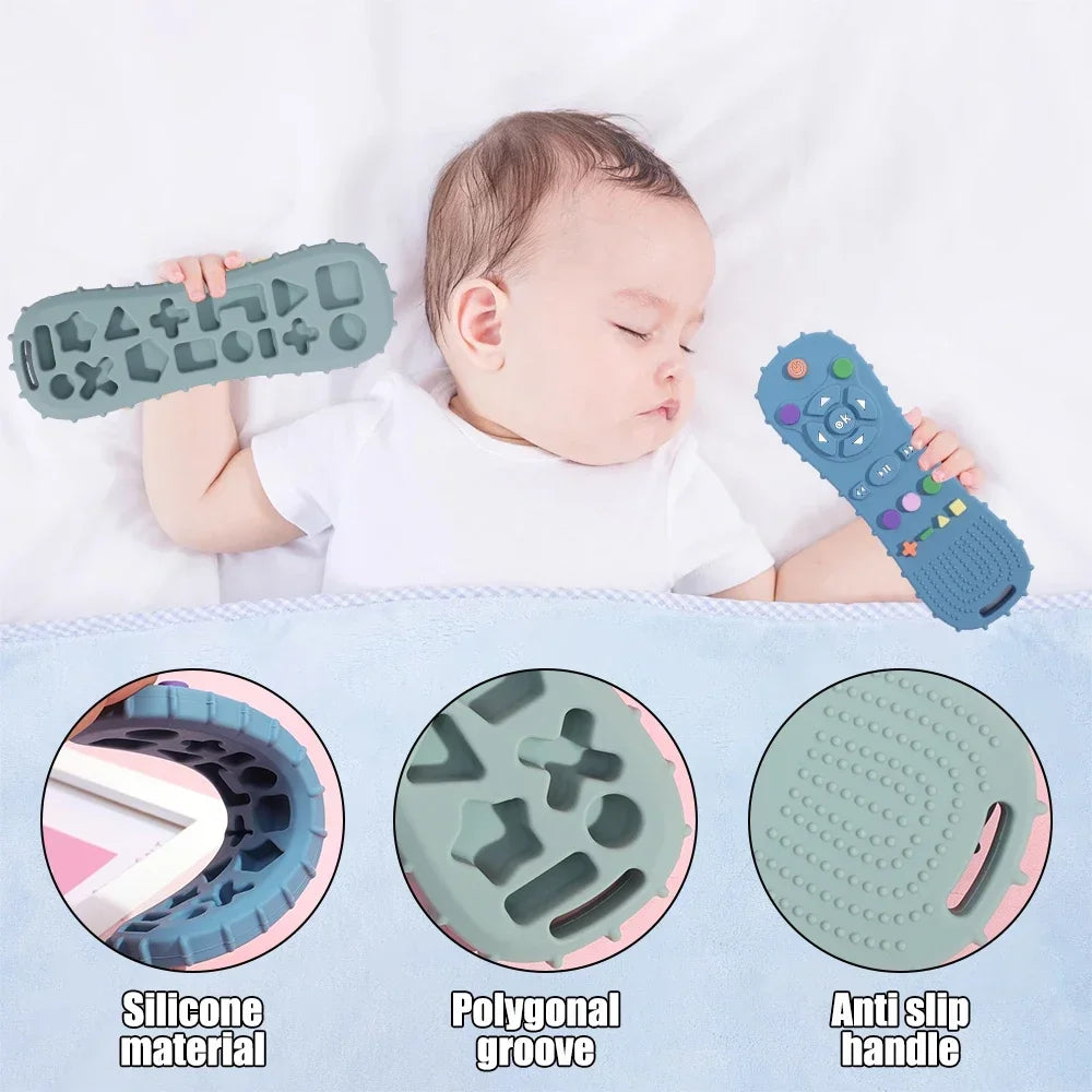 Silicone Baby Teether TV Remote Shape Soothing Sensory Toy