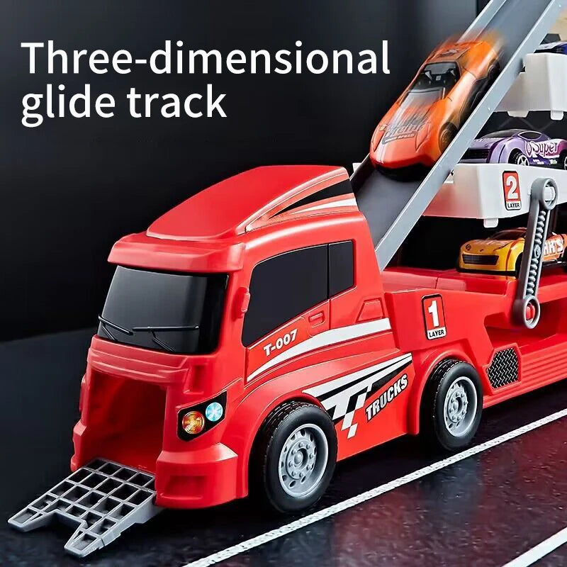 Pop-Up Container Truck Toy with 6 Alloy Wheels