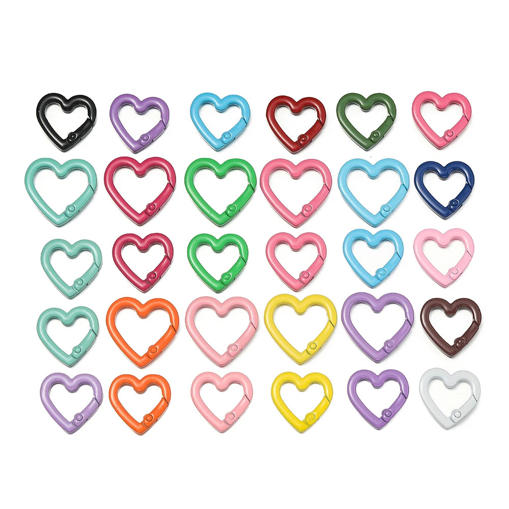Heart Carabiner Clips, Metal Spring Clasp Keychain Hooks 5pcs