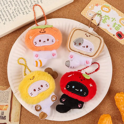 Plush Cat Keychain – Multicolor Couple Bag Charm