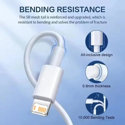 3PCS 35W PD Fast Charging Cable For iPhone 11 12 13 Mini 14 Pro Max X XR XS Max 6S 7 8 14 Plus SE Rapid Charge USB-C Data Cables