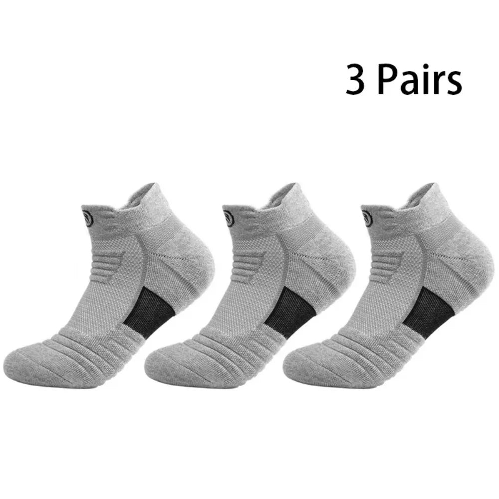 3 Pairs Breathable Mesh Athletic Terry Socks Cushioned Moisture-managing and Durable Reduces Foot for Running Hiking & Sports