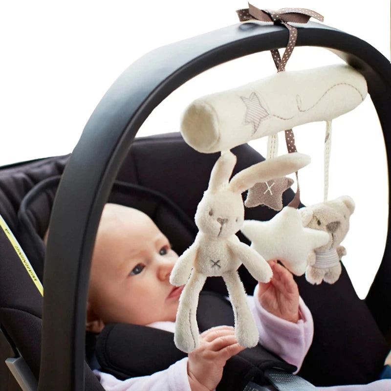 Hanging Baby Crib Toy with Rattle – Bunny & Bear Plush