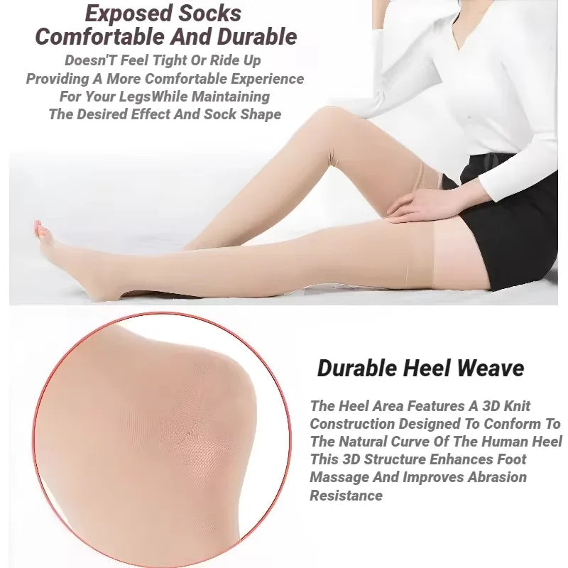 Compression Socks Medical Prevent Varicose Veins Toeless Support Hose For Women Men Calf Stockings Shaping Graduated Pressure