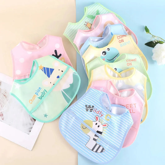 5-Pack Waterproof Baby Bibs with Cartoon Animal Prints