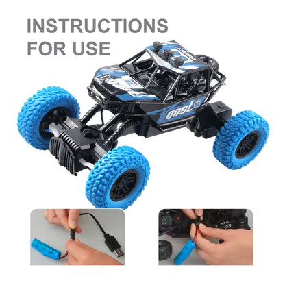 LED Off-Road RC Car with Flashing Lights & Rubber Tires