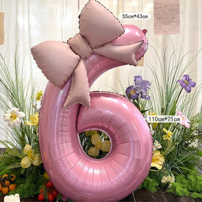 Pink Bow Balloons – 2-Pack 40-Inch Aluminum Foil Party Decor