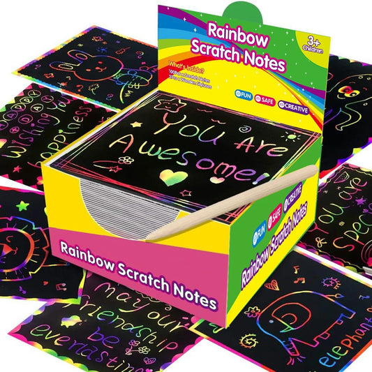 Scratch Art Paper – 100-Piece Rainbow Scratch Off Paper Set