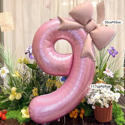 Pink Bow Balloons – 2-Pack 40-Inch Aluminum Foil Party Decor