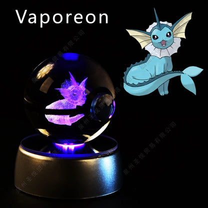 3D Crystal Ball Night Light – LED Glass Lamp with Colorful Base