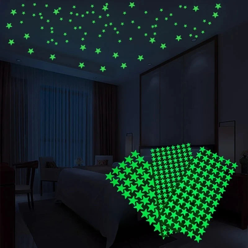 Glow in the Dark Star Stickers – Kids Room Wall Decals