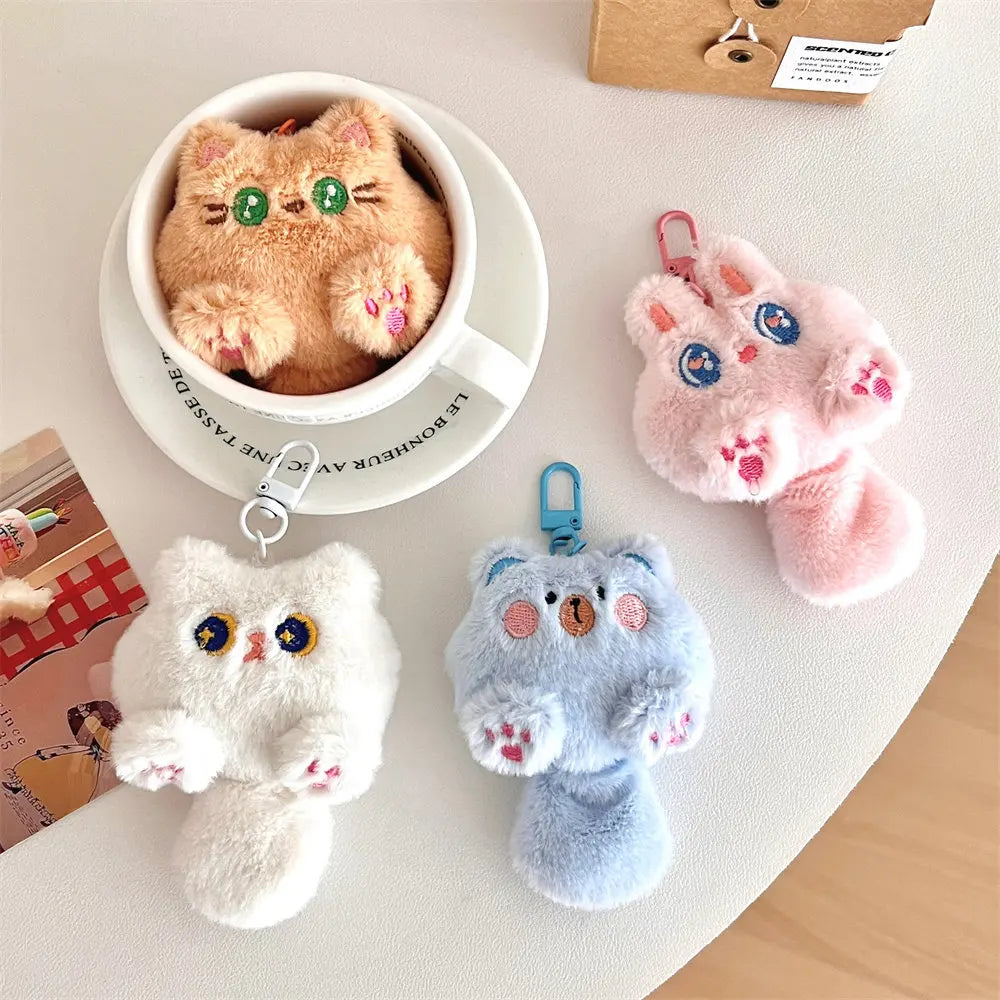 Plush Cat Bag Charm – Cute Cartoon Backpack Pendant