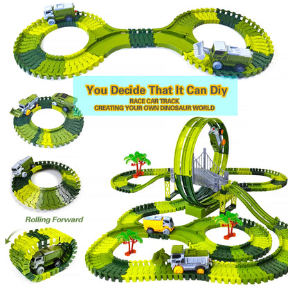 Dinosaur Race Track Set – Flexible Climbing Car Track Toy for Kids