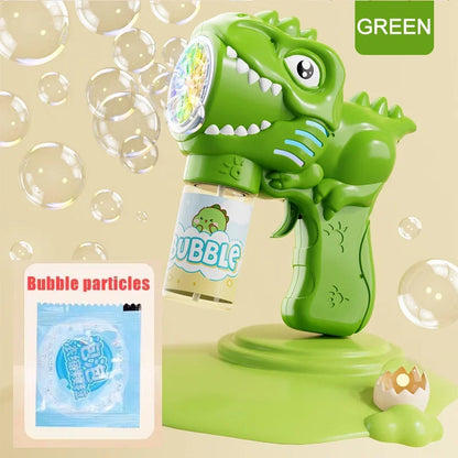 6-hole Dinosaur Bubble Machine Electric Bubble Gun with Light Fully Automatic Bubble Gun Automatic Soap Blower Outdoor Game Toy