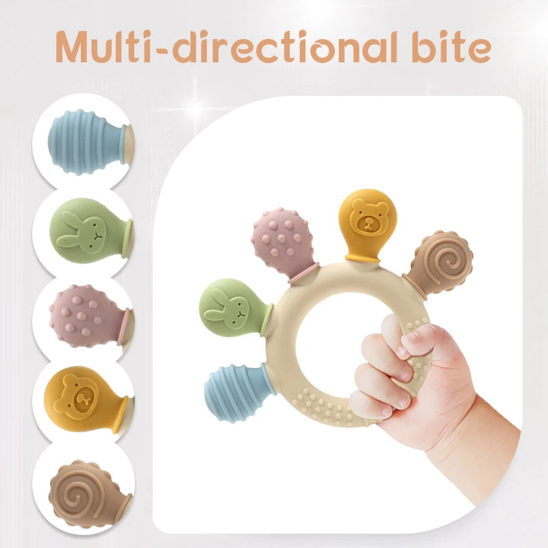Baby Ring Teether Multicolor Silicone Teething Toy