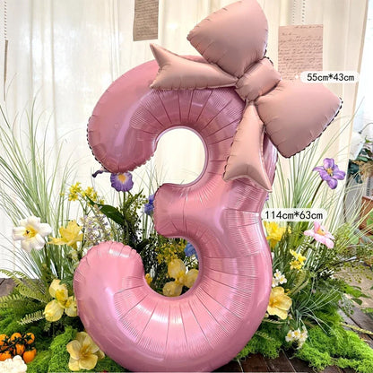 Pink Bow Balloons, 2-Pack 40-Inch Foil Party Decorations