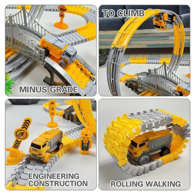 DIY Track Car Toy Electric Engineering Car Set for Kids
