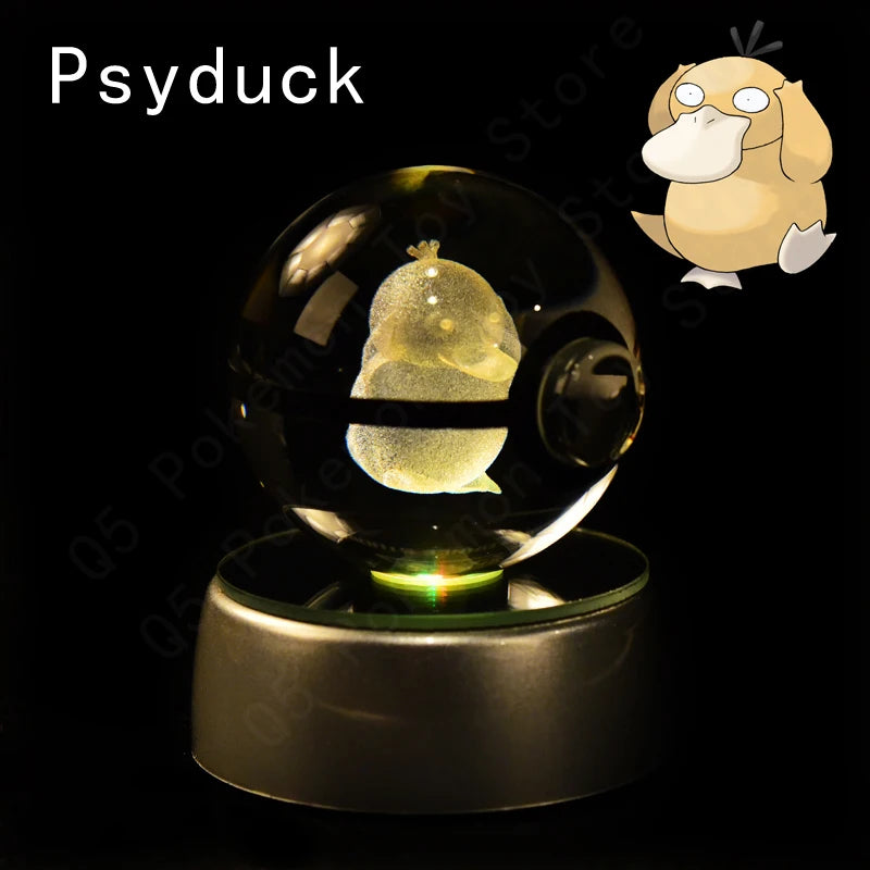 3D Crystal Ball Night Light – LED Glass Lamp with Colorful Base