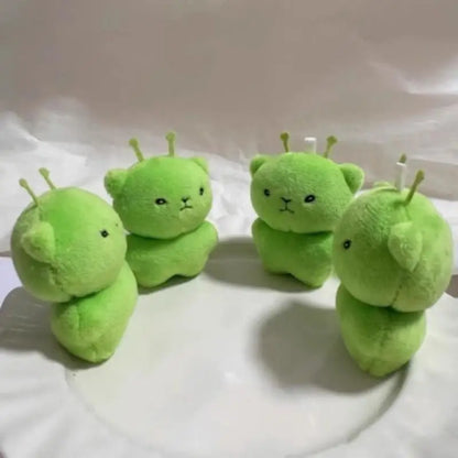 【Peace】Alien Cat Plush Toy Cartoon Stuffed Animal Keychain Accessories Creative Ugly Cute Backpacks Pendant Party Gift