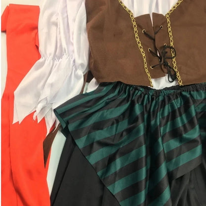 Pirate Pirates of the Caribbean Cosplay Captain Jack Sparrow Costume Men Women Female Male Female Carnival Halloween Sexy Set
