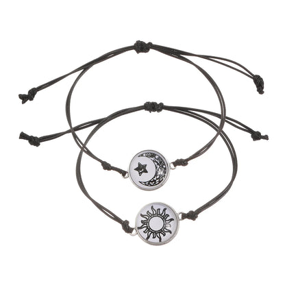Sun Moon Couple Bracelets, Luminous Matching Rope Bracelets for Couples