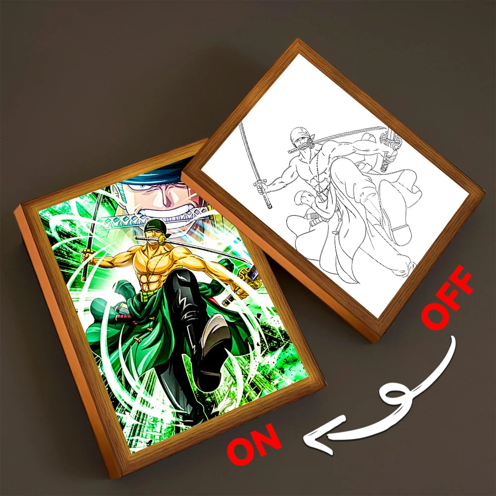 Anime Light Painting Photo Frame with 3-Color LED Night Light