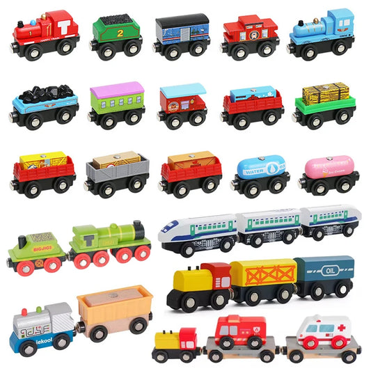 Wooden Train Toy Locomotive Car for Wooden Railway Tracks