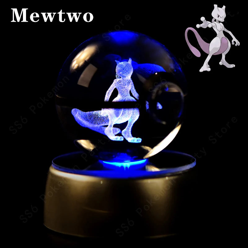 3D Crystal Ball Night Light – LED Glass Lamp with Colorful Base
