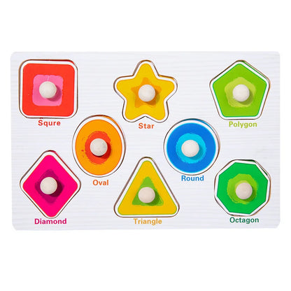 Wooden Puzzle for Toddlers – Alphabet, Number & Shape Matching