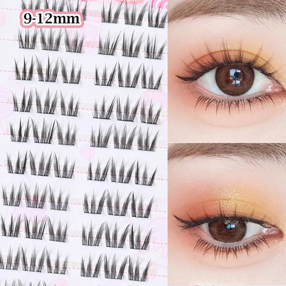 No Glue Needed Idol False Eyelashes Large Capacity 7-9mm Self Adhesive Eyelashes tweezers DIY Lash Extension Cluster Lashes