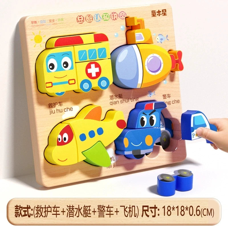 Wooden Puzzle for Toddlers – Alphabet, Number & Shape Matching