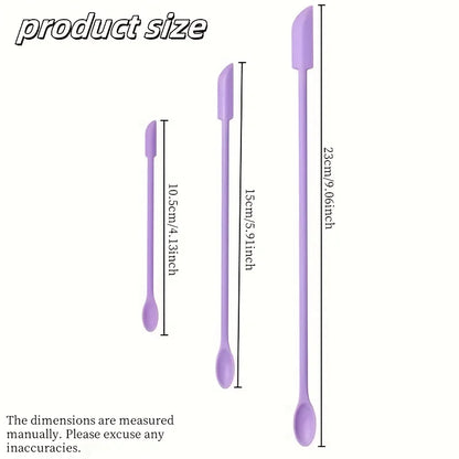 3pcs Reusable Silicone Spatulas, Eco-Friendly Cosmetic Jar Scrapers, Portable for Makeup Skincare, Easy Clean Travel Tool