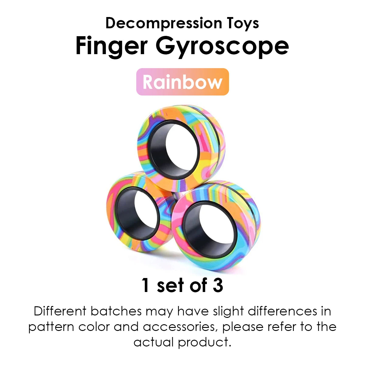Magnetic Fidget Rings – 3-Piece Spinner Set for Stress Relief