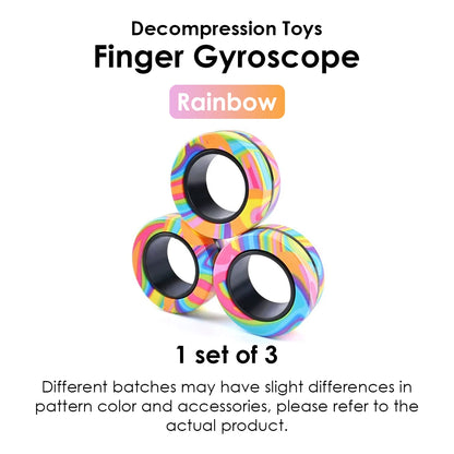 Magnetic Fidget Rings – 3-Piece Spinner Set for Stress Relief