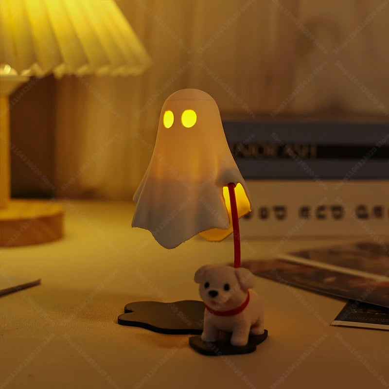 Cute Ghost LED Night Light with Dog Figure for Halloween Decor
