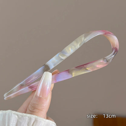 U-Shaped Hair Sticks Acetate Acrylic Hair Fork Hair Clips Fashion Bow Hairpin Geometric Headwear Women Girls Hair Accessories