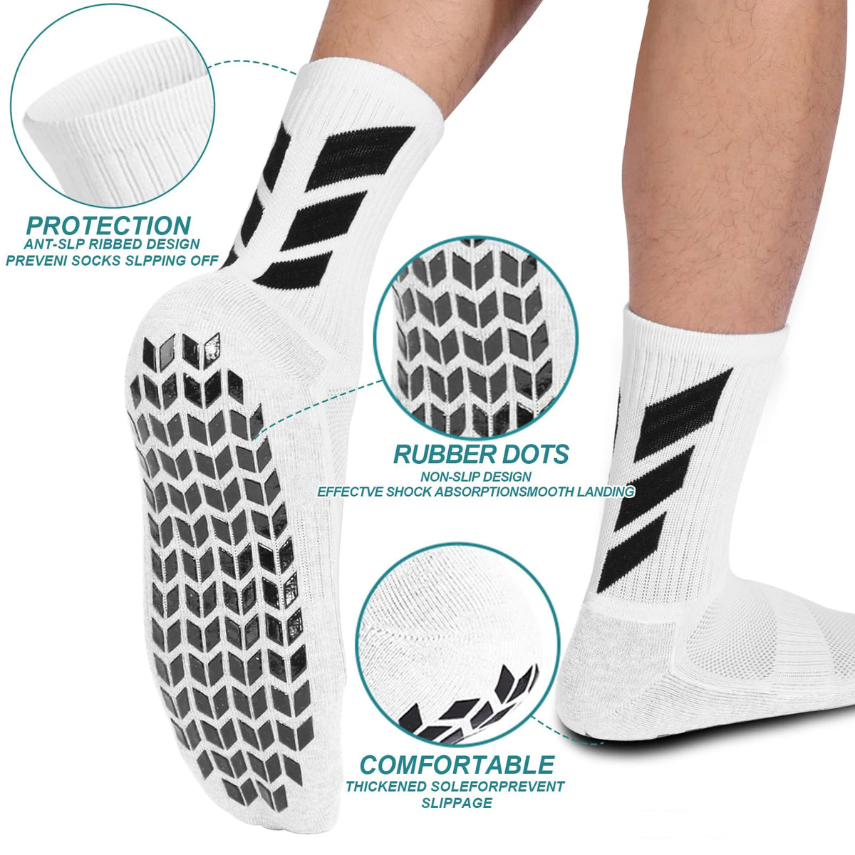 1 pair of socks football socks men's anti slip hospital yoga anti slip training sports socks
